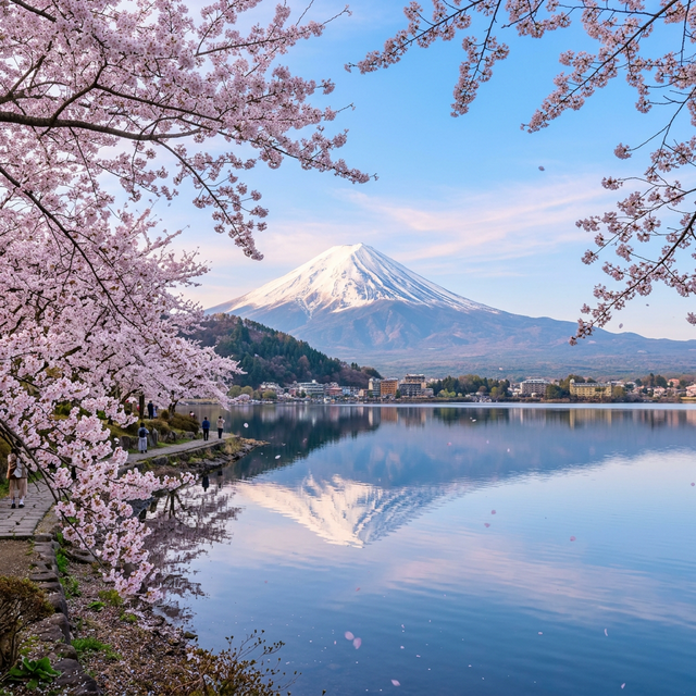 Monte Fuji com Cerejeiras